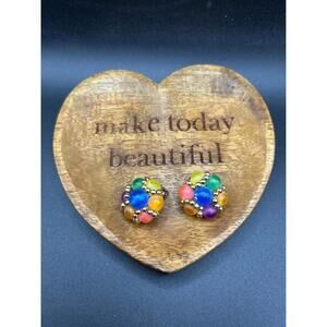 Vintage Multicolor Cluster Clip on earrings Costume